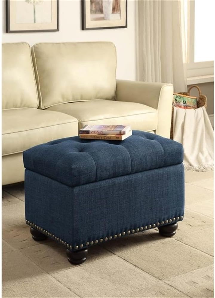 Convenience Concepts Designs4Comfort 5th Avenue Storage Ottoman 24" - Contemporary Foot Stool and Seat with Hinged Lid for Living Room, Dining Room, Office, Den, Espresso Faux Leather