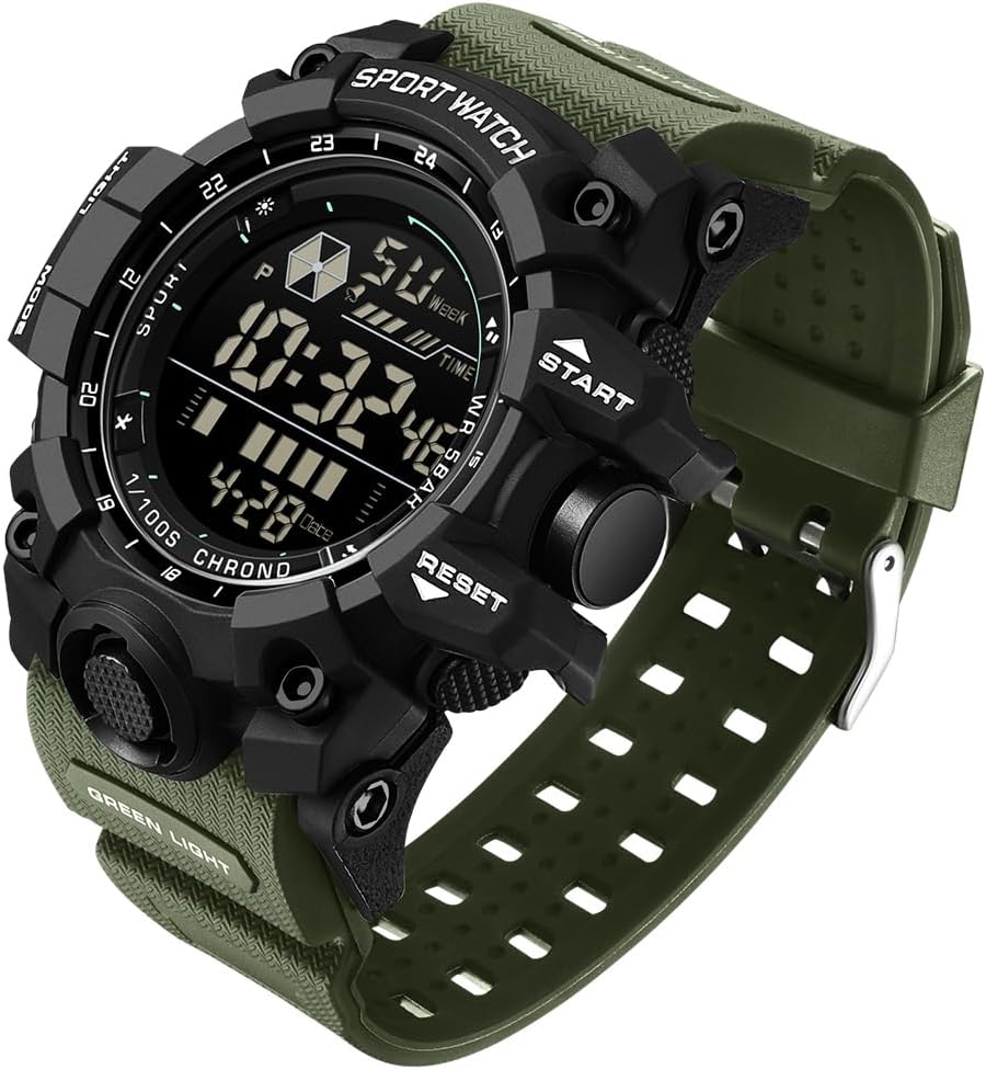 FANMIS Men's Digital Sport Watch Military LED Alarm Waterproof Quartz Watch | Tactical Outdoor Sport Watch Multi Function Led Display Alarm Stopwatch Date Quartz Rugged Style Daily Water Resistance