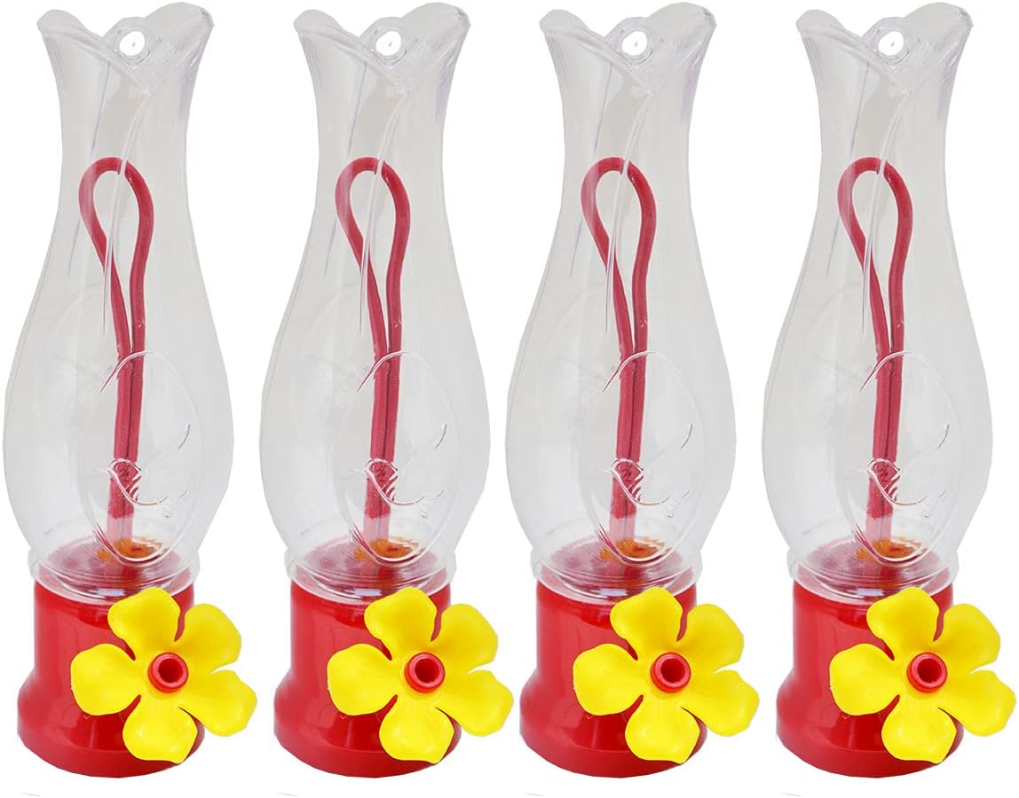 Mini Hummingbird Feeder 4 Pack 2.3oz Small Nectar Plastic Red Cute Hummingbird Feeders with Hanging Wires for Outdoor