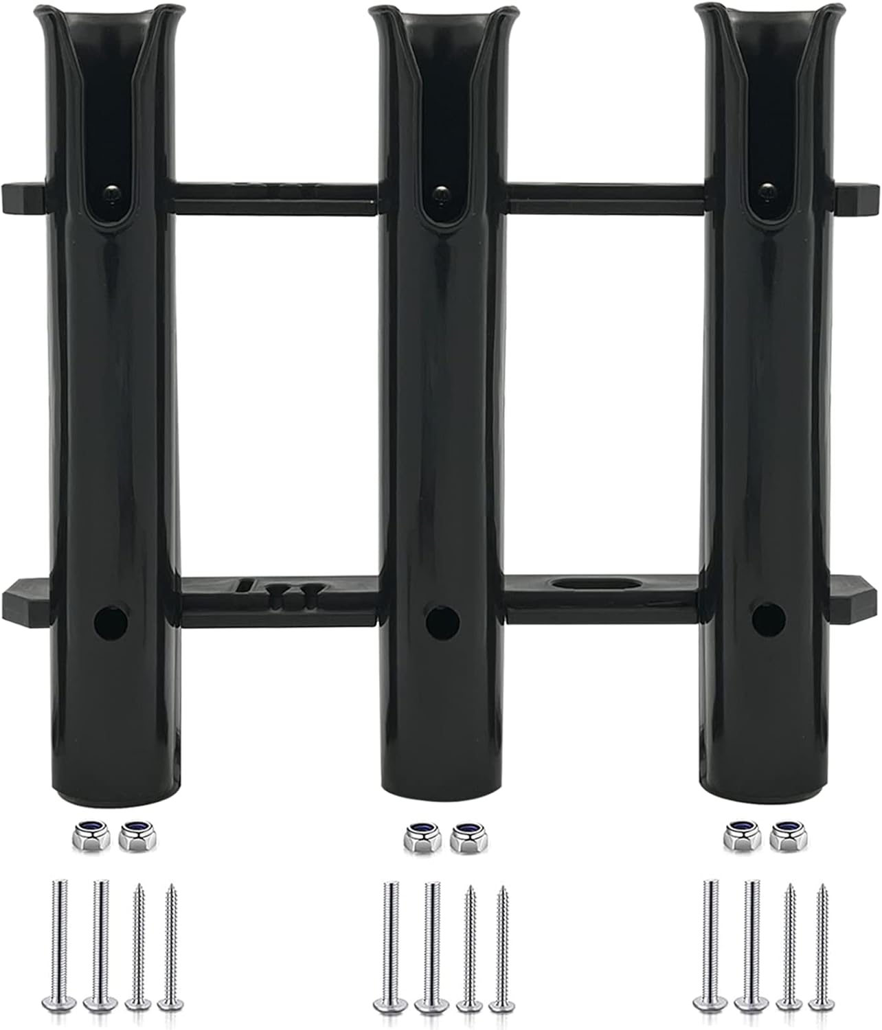 ISURE MARINE Fishing Rod Holder Bracket Wall Mounted Boat Side Mount Tool Holder Tube Links with Screws 2/3/4/6 Pole Tube (White/Black)