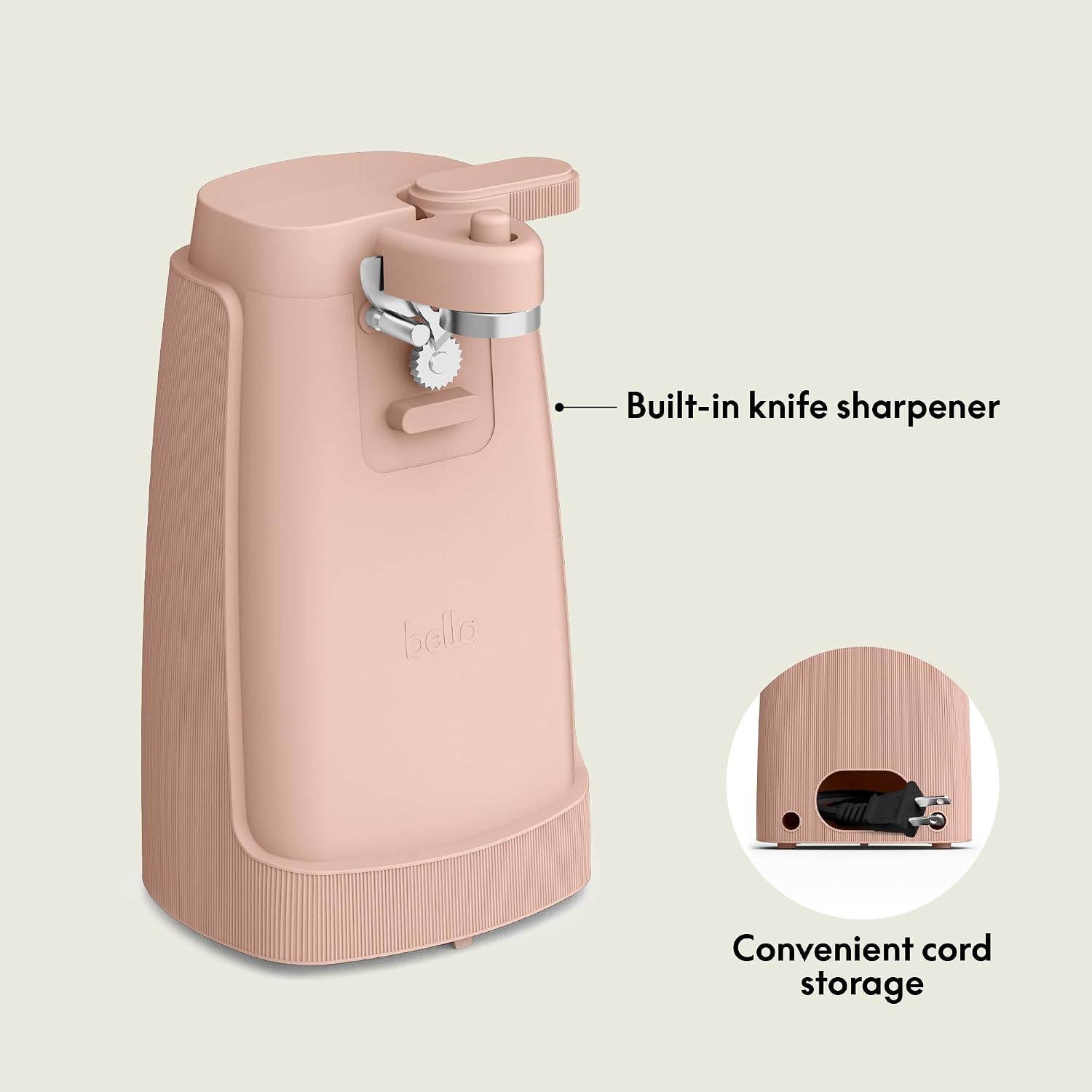 bella Electric Can Opener and Knife Sharpener, Black