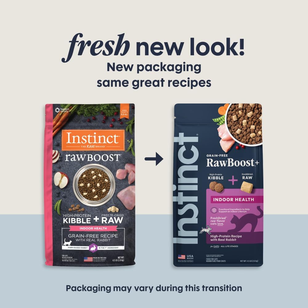 Instinct RawBoost, Dry Cat Food + Freeze Dried, Real Chicken, 10 lb Bag | High-protein kibble with FreshDried raw bites, grain-free, cage-free chicken recipe, minimally processed, complete nutrition
