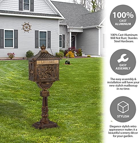 Polar Aurora Mailbox Cast Aluminum Bronze Mail Box Postal Box Security Heavy Duty New