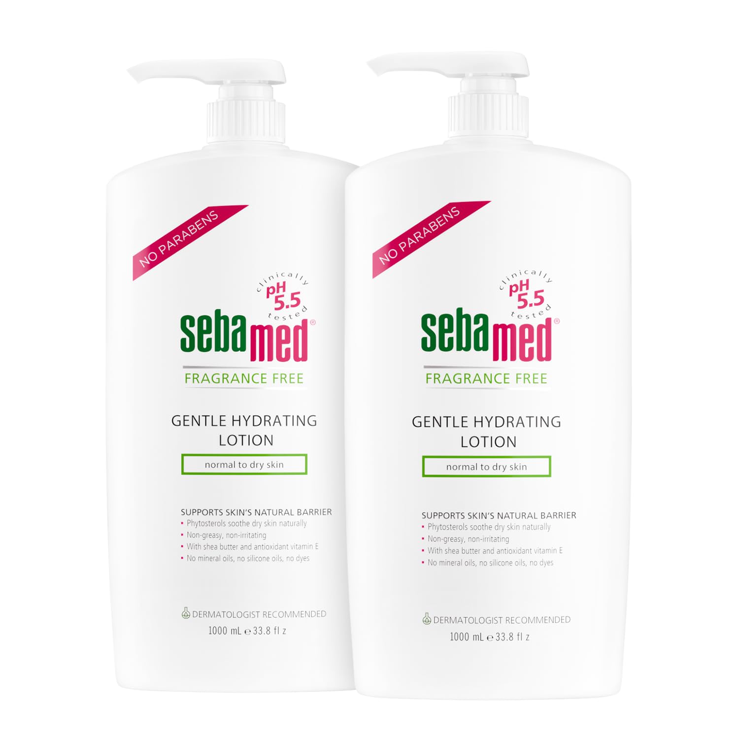 SEBAMED Fragrance-Free Gentle Hydrating Lotion Ultra Mild Dermatologist Recommended Moisturizer for Normal To Dry Sensitive Skin 33.8 Fluid Ounces (1 Liter)