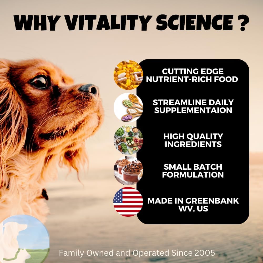 Vitality Science All Natural Super Pet Enzymes for Dogs | Complete Spectrum of Digestive Enzymes | Helps Dog Diarrhea, Constipation, Digestion, Allergy & Immunity (Large, 165g)