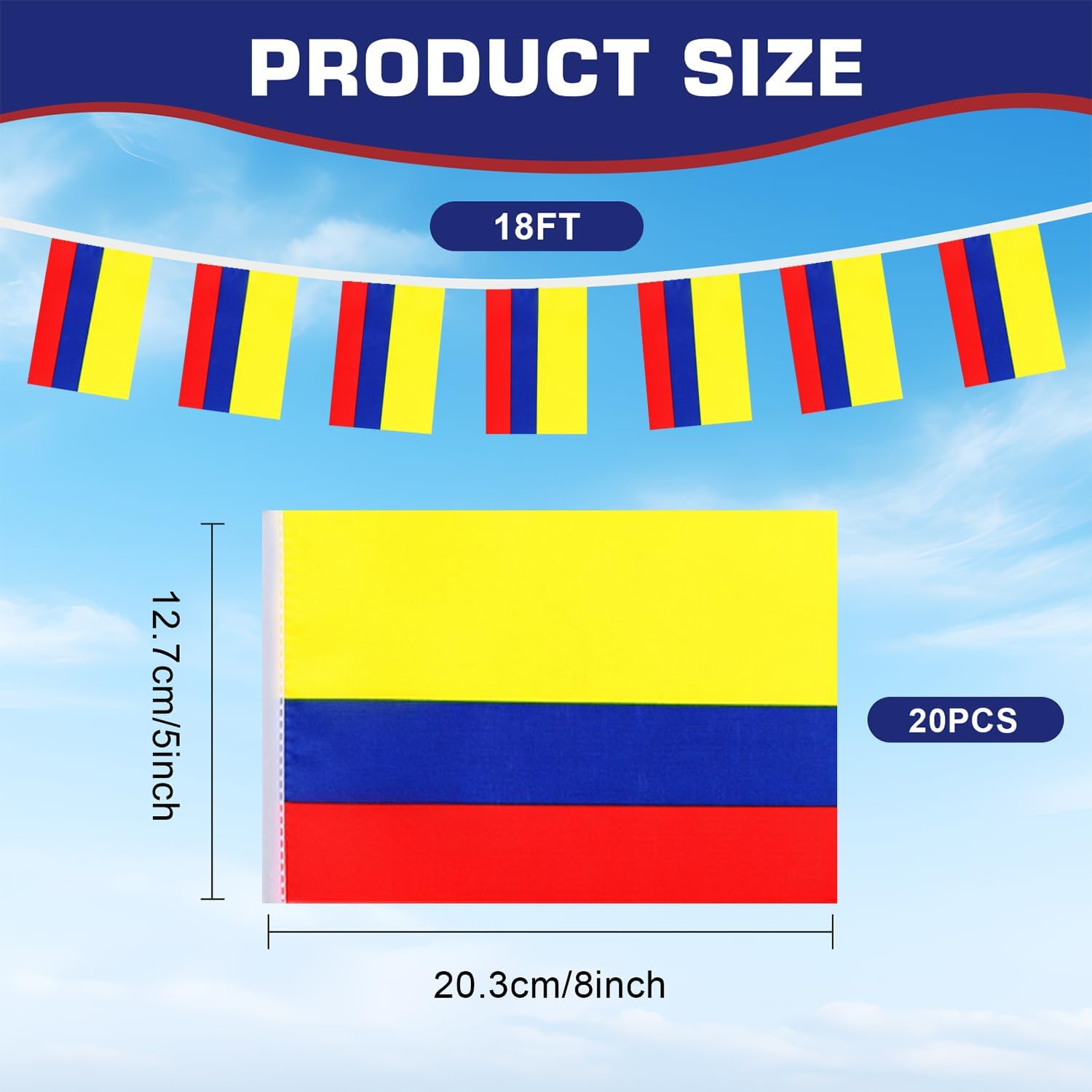 Nicaragua String Flags Banner Mini Small Nicaraguans Flag Bunting Patriotic Hanging Decor,National Holiday, Sports Game, Fiesta & Themed Party,18 Feet 20 Flags