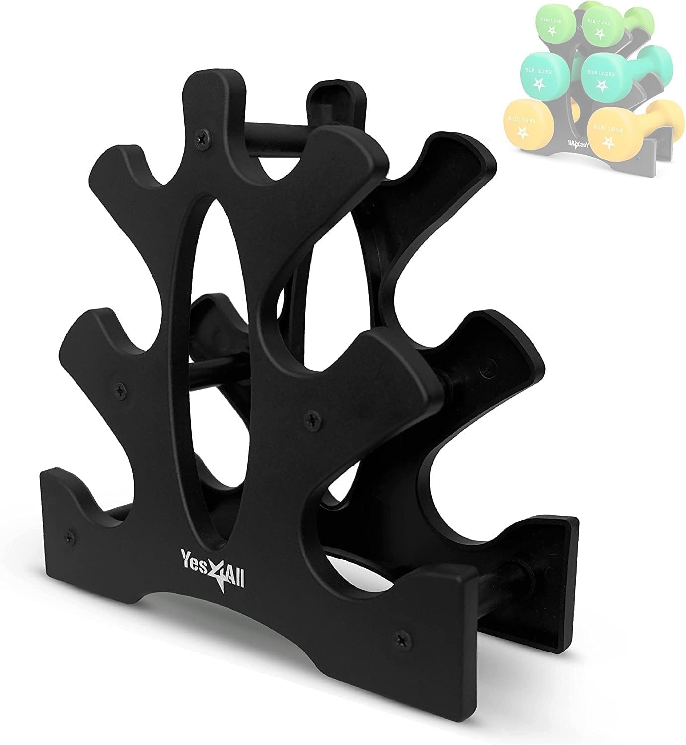 Yes4All Neoprene Coated Dumbbell Hand Weight Sets of 2 - Multiple Weight Options with 15 Colors, Anti-roll, Anti-Slip, Hexagon Shape