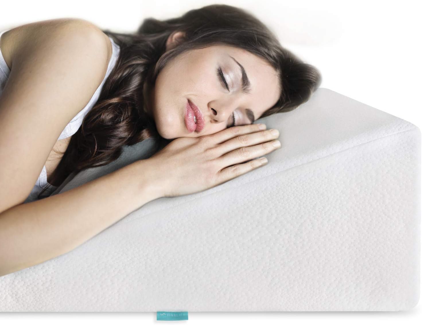 Bed Wedge Pillow Gel Memory Foam Top - Cooling Elevated Support Cushion for Lower Back Pain, Acid Reflux, Heartburn, Allergies