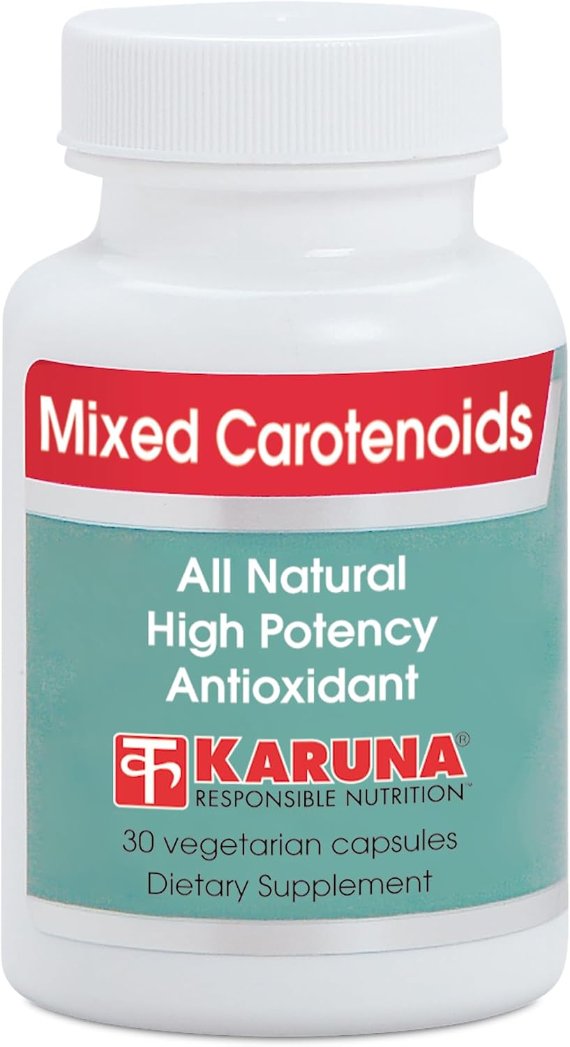 Karuna Mixed Carotenoids | 30 Vegetarian Capsules | Alpha- and beta-carotenes, Lutein 5mg, lycopene 2.5mg, zeaxanthin 246mcg