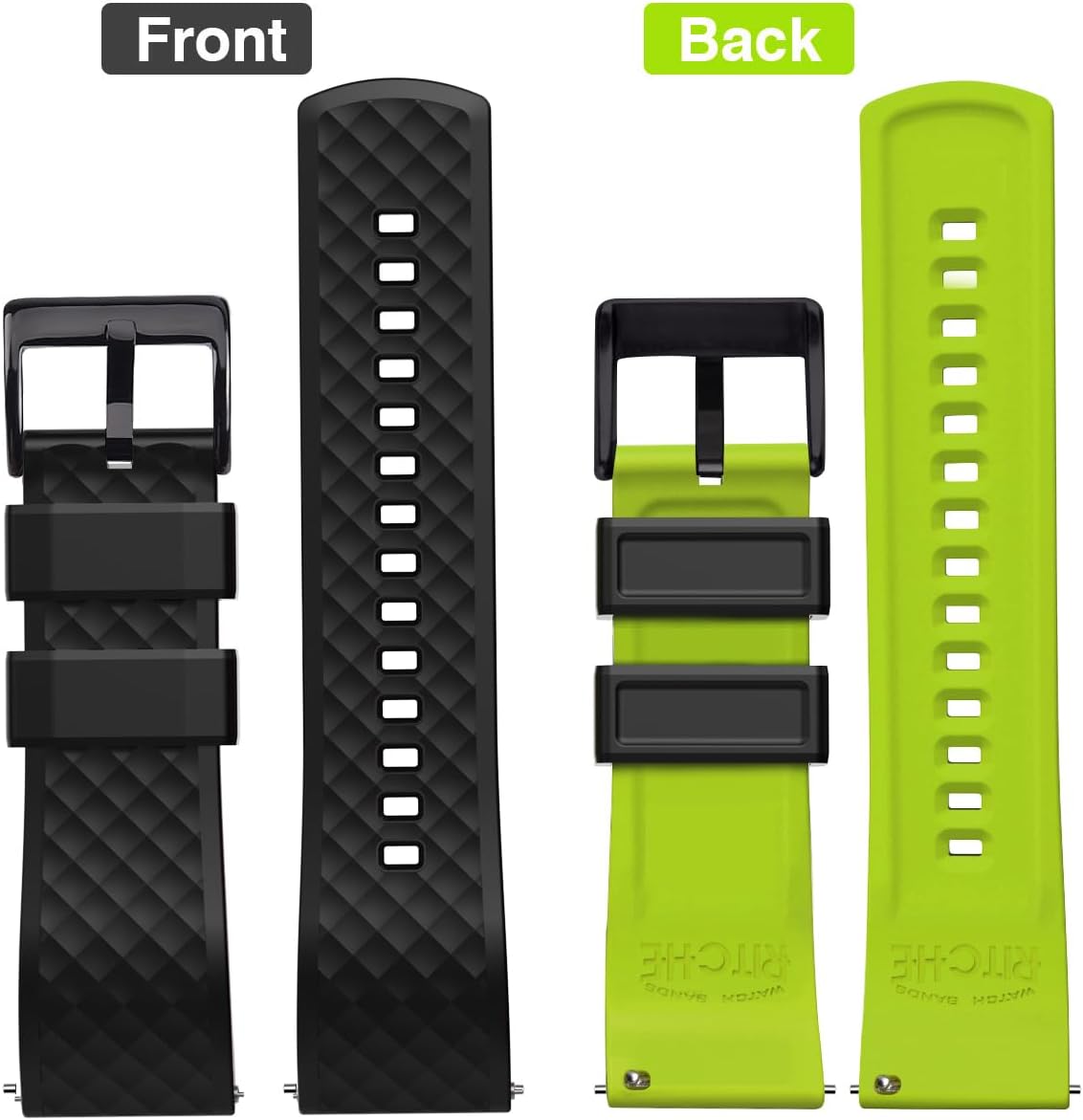 Ritche Christmas Gift Silicone Watch Bands 18mm 20mm 22mm 24mm Quick Release Rubber Watch Bands for Men, White Elephant Gifts
