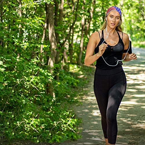 Sports Headbands Sweatbands for Men Women Flag Sweatbands Elastic Hair Band for Running Sports Walking Travel Fitness Basketball Workout 2 Pack