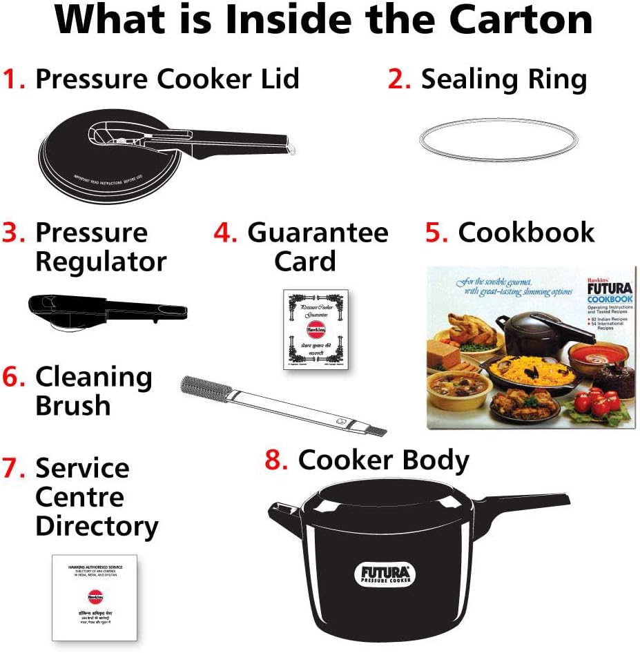 Hawkins Futura 5 Litre Pressure Cooker, Hard Anodised Inner Lid Pressure Cooker, Pan Cooker, Black (FP50)