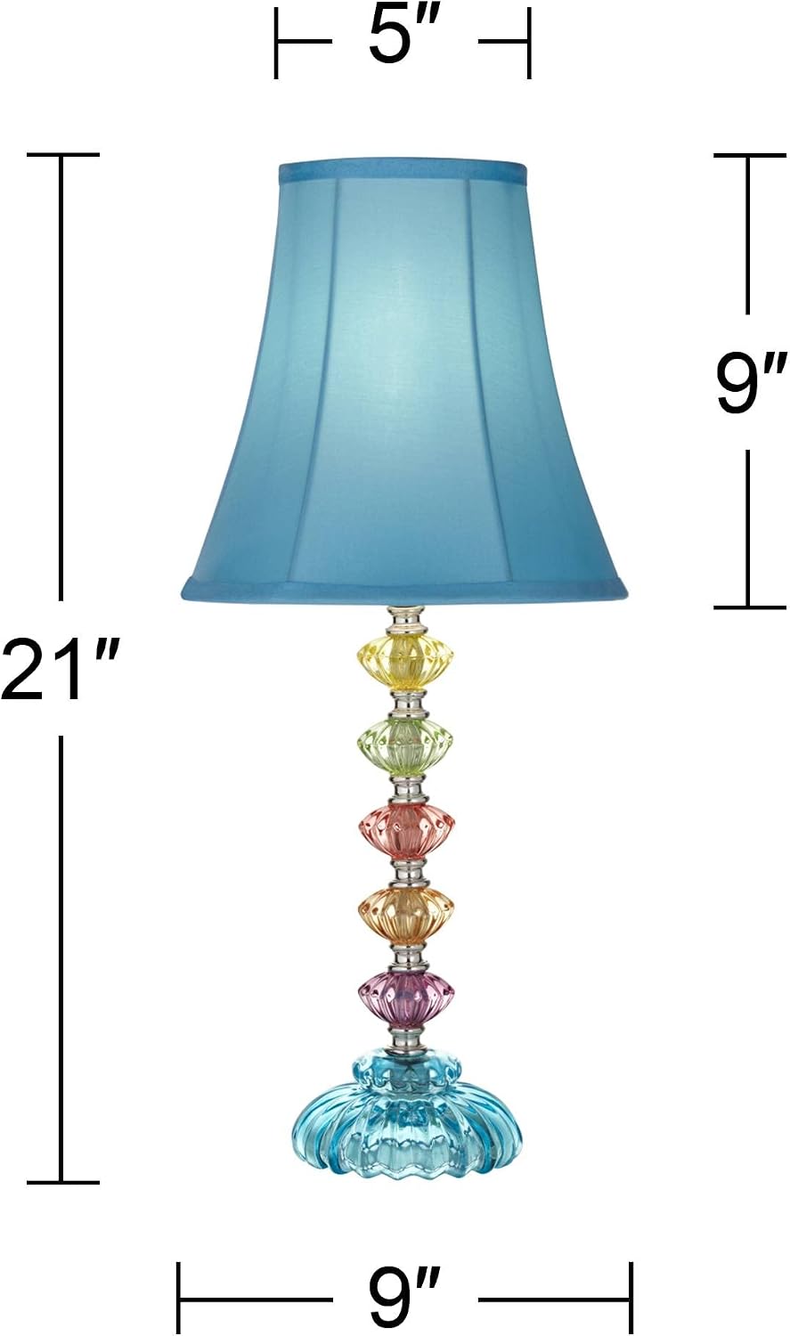 Bohemian 21" High Table Lamp Glass Stacked Traditional Modern Colored | Orchid Pink Chic Multi Kids Girls Living Room Bedroom Bedside House Nightstand Office Home Family Bell Shade
