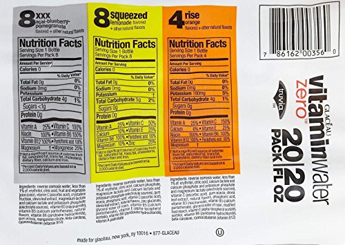 Glaceau Vitamin Water Zero Variety Pack, 20 Fl Oz (Pack of 20)