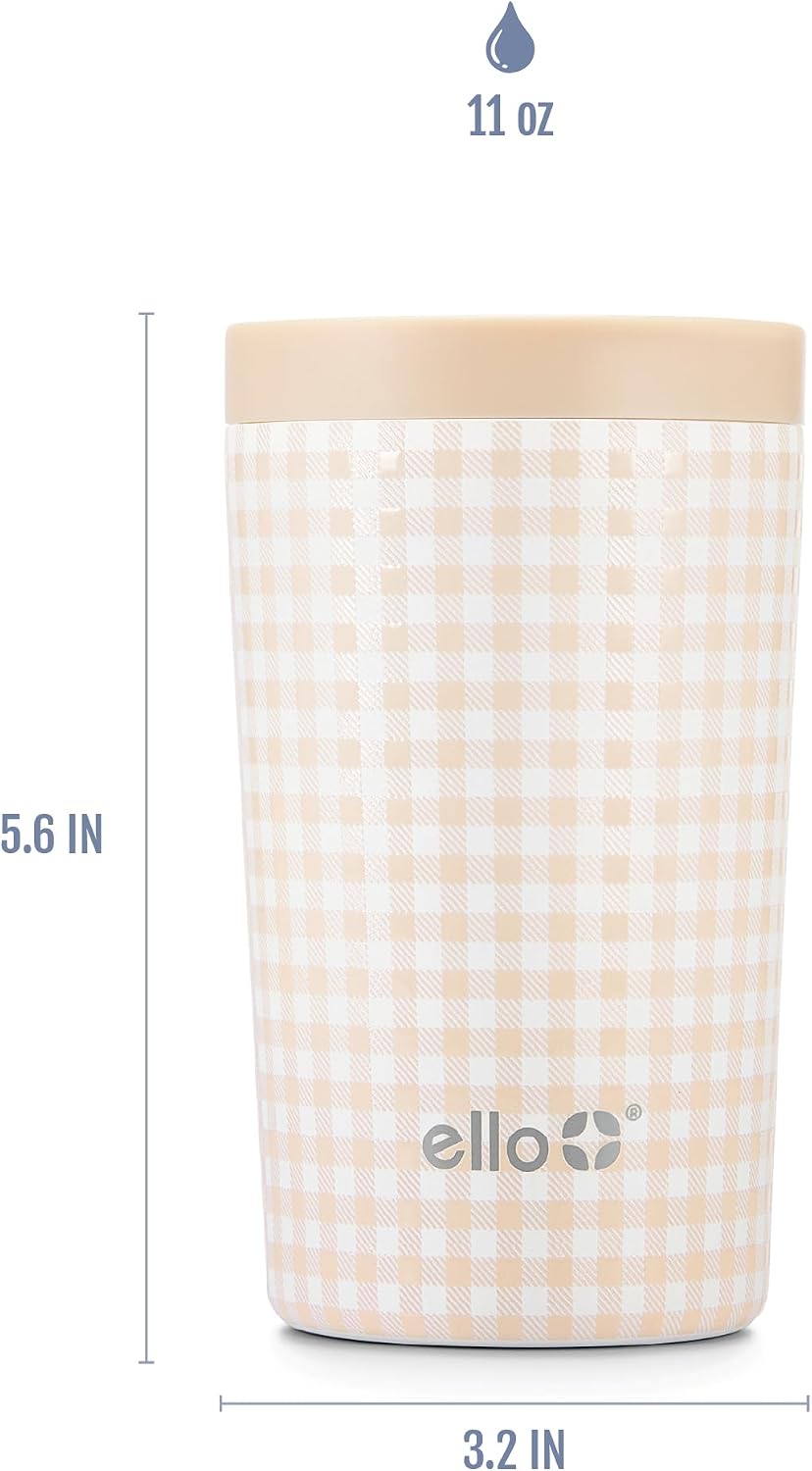 Ello Miri 16oz Insulated Stainless Steel Travel Mug with Slider Lid, Black Marble