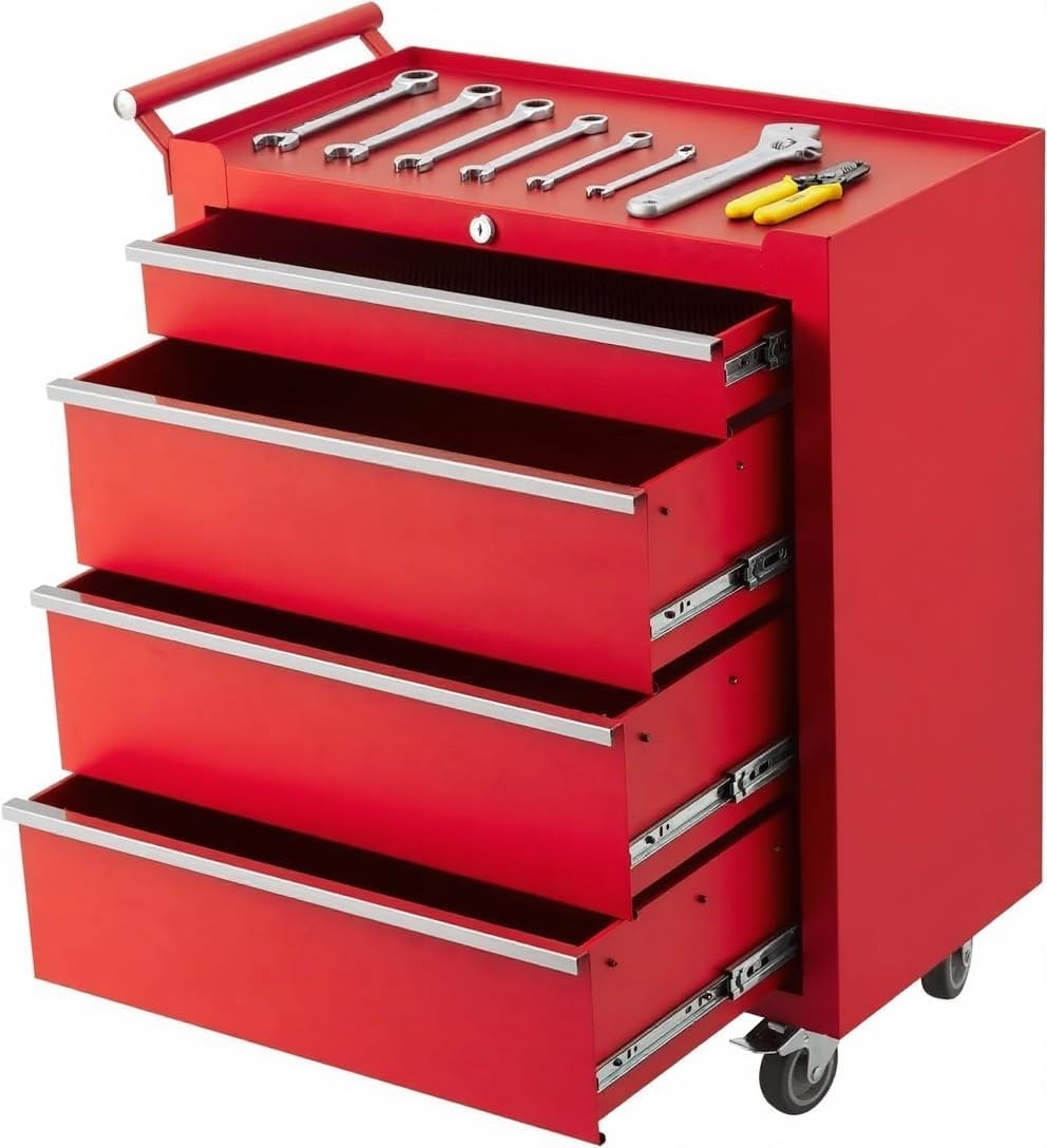 Rolling Tool Chest with Wheels, 5 Drawer Tool Storage Cabinet, Portable Toolbox Organizer with Lock, Heavy Duty Tool Chest Cart for Garage, Mechanic, Workshop, Shop, Mobile Tool Organizer, Black