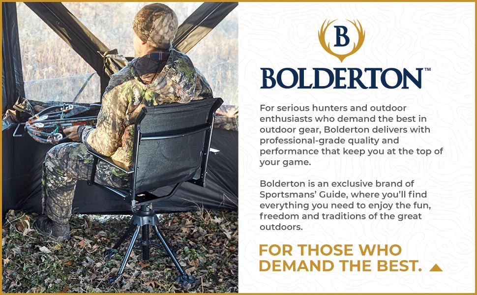 Bolderton 360 Comfort Swivel Hunting Blind Chair with Armrests Brand Story