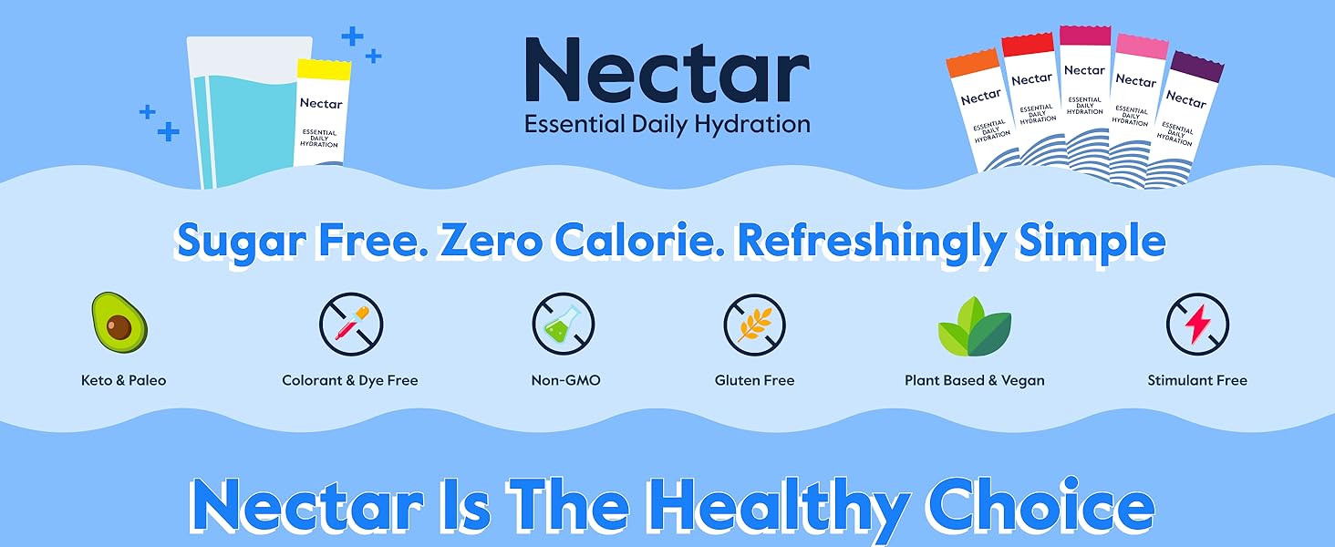 Nectar Hydration Powder Packets Organic Electrolyte Powder IV Hydrate Powder Packs