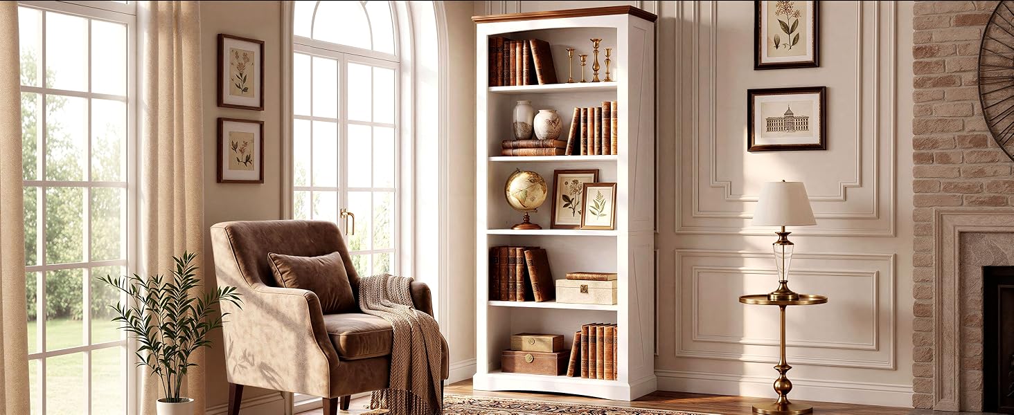 5 shelf bookcase white