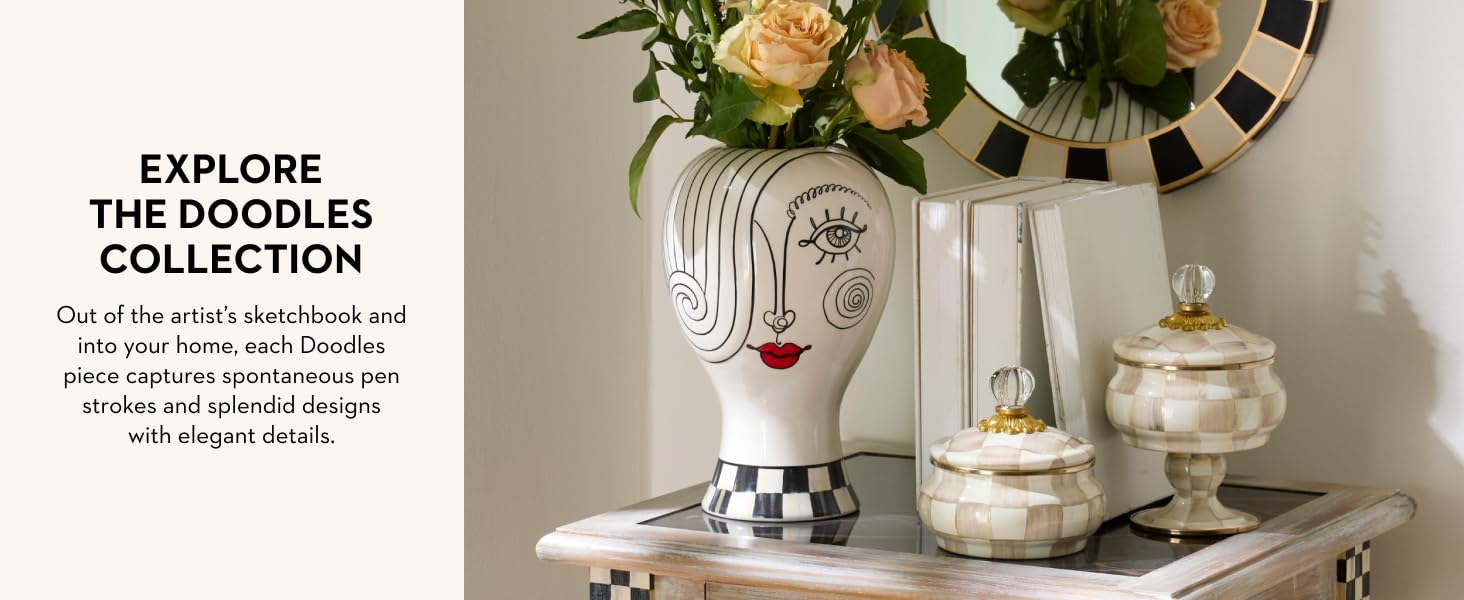 Doodles collection of vases and clocks.