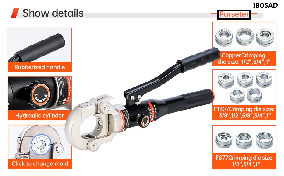 Hydraulic pipe crimping tool