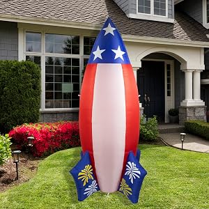Red white and blue fourth of July rocket