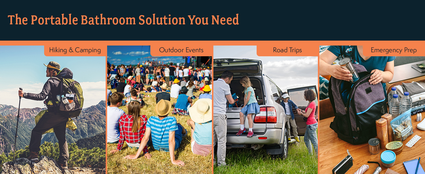 The portable bathroom solution you need - for hiking, camping, outdoor events, road trips, emergency