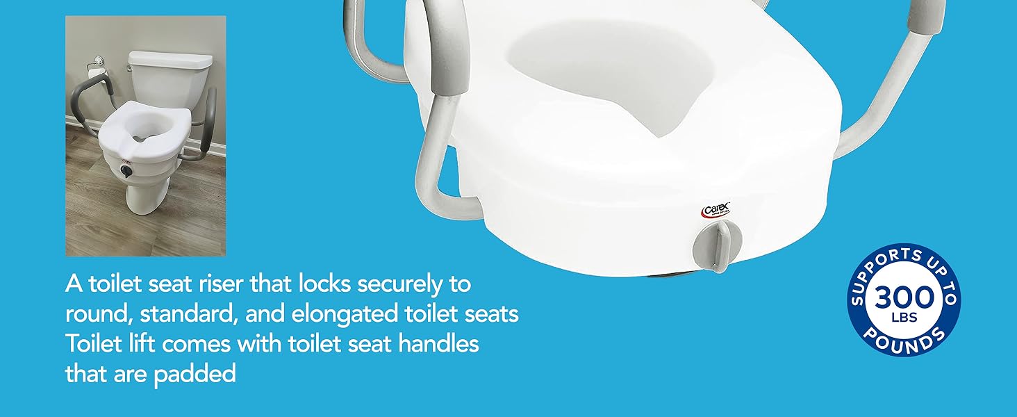 Raised Toilet Seat with Lock and Handles for Safety and Security