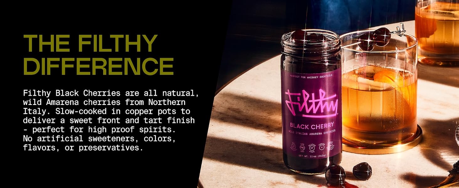 Filthy Cocktail Amarena Black Cherries 11 Oz
