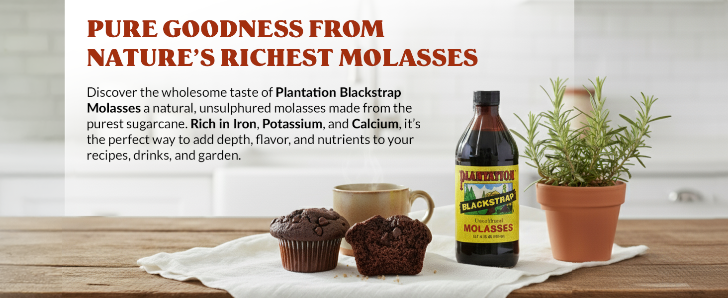 Plantation Blackstrap Molasses 15 oz – Unsulphured Blackstrap Molasses, Rich Natural Sweetener