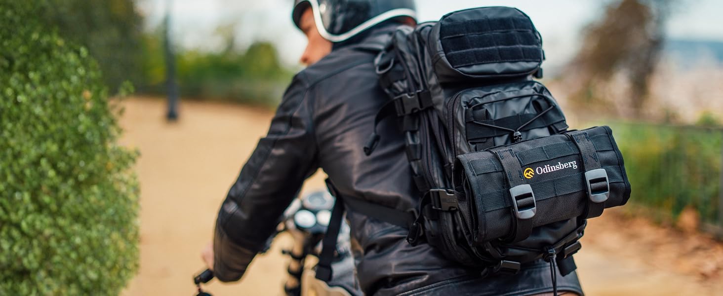 The tool roll straps to any other luggage