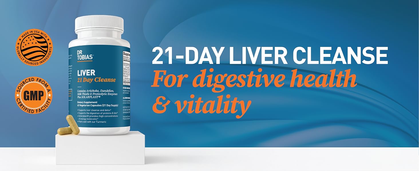 Dr. Tobias Liver 21 Day Cleanse supplement for liver detox, digestion, and overall wellness support.