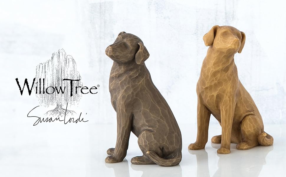 Group shot of Willow Tree light and dark Love my Dog figures.