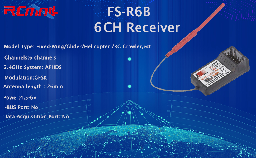 Flysky Receiver FS-R6B Long Range AFHDS 6CH 2.4G Receiver