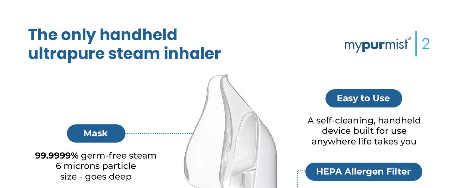 Mypurmist steam inhaler warm mist therapy device sinus relief congestion respiratory comfort