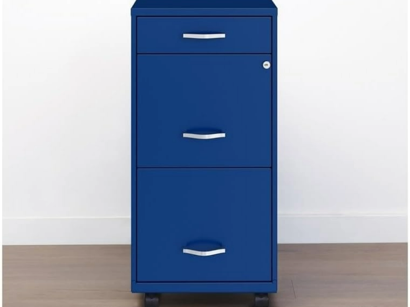 Pemberly Row 3 Drawers 29.52" Vertical Blue Metal Filing Cabinet