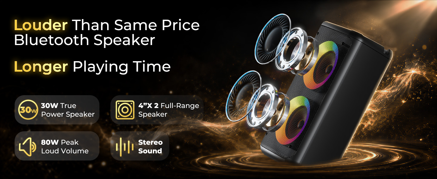 Bluetooth Speaker with 2 Wireless Microphones