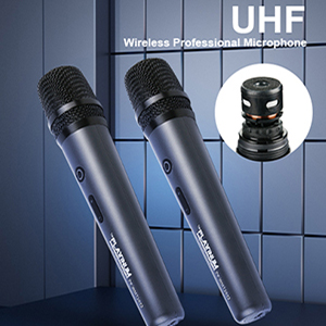 Two UHF wireless microphones