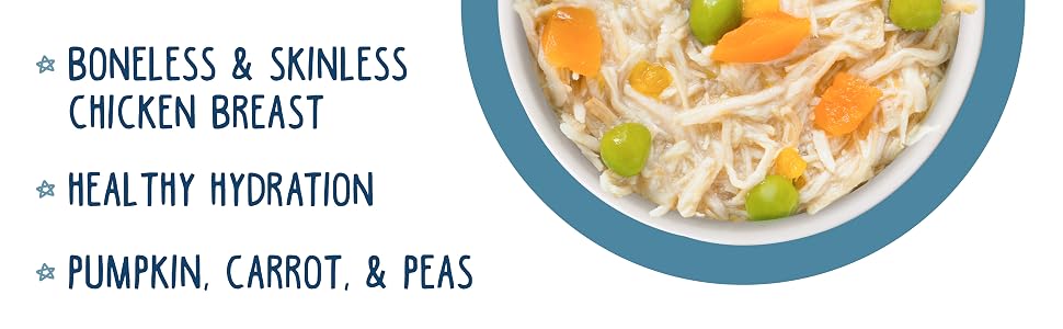 Boneless, skinless chicken breast with pumpkin, carrot, and peas