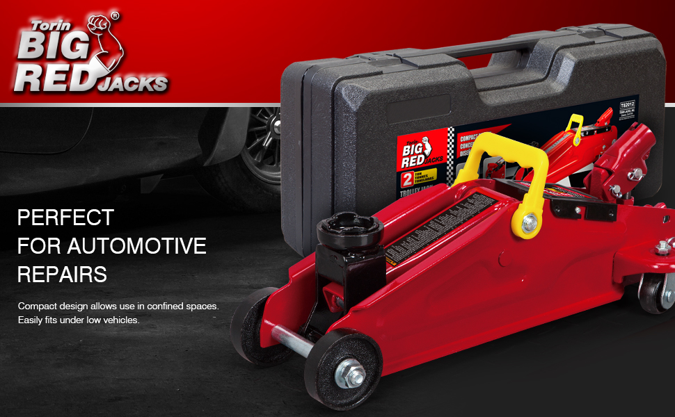 Torin Big Red Hydraulic Trolley Floor Jack with Carrying Case, 2 Ton (4,000 lb) Capacity