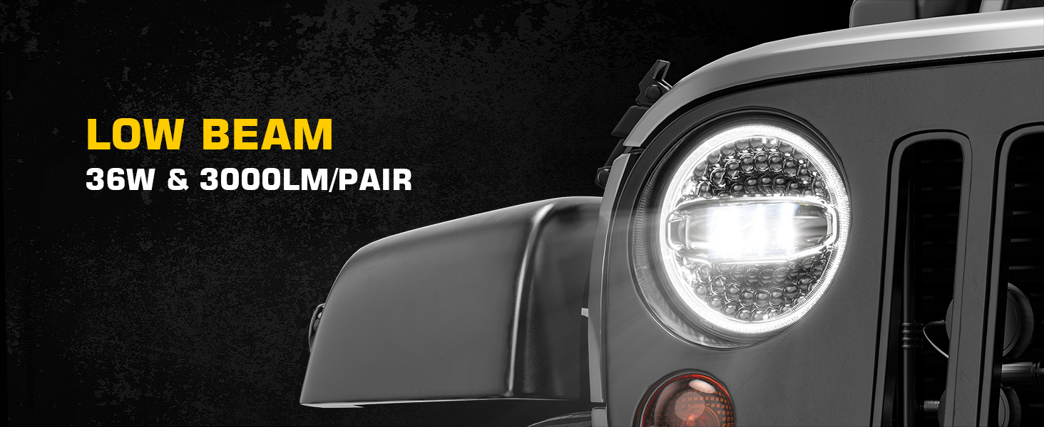 Jeep jk headlight wrangler headlight 7 inches halo led headlight