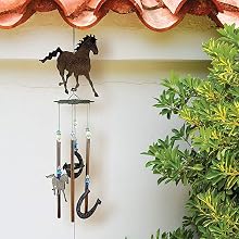 rustic cowboy style horse wind chime hanging windchime horseshoe garden and home decoration