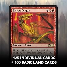 Shivan Dragon, 125 individual cards, 100 basic land cards