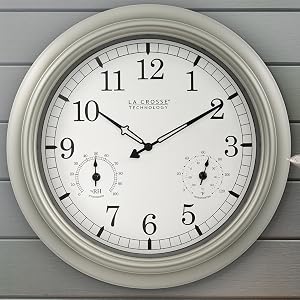 lacrosse, la crosse, WT-3181pl-q, 18”, quartz, wall clock, analog, accurate, outdoor, temperature