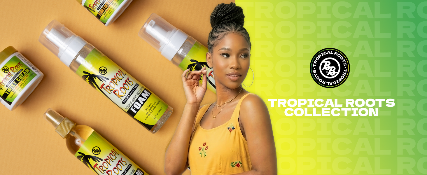 tropical roots collection pineaple guava styling natural hair braids twist healthy style versatile