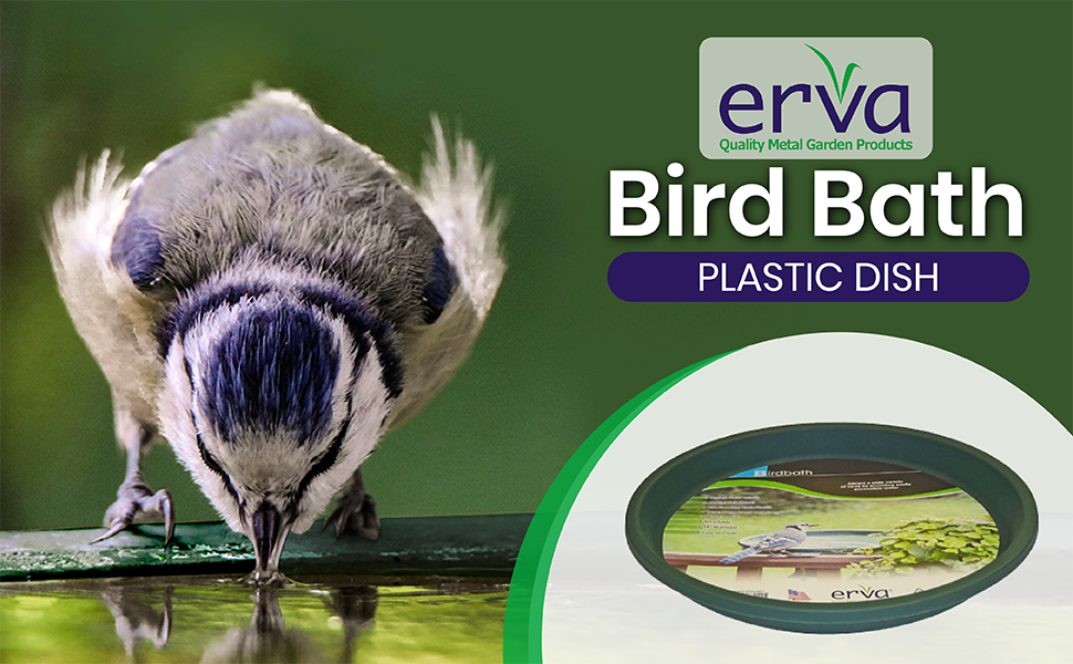 erva bird bath plastic dish 14 in diameter made in usa sturdy durable easy garden outdoor finch pole