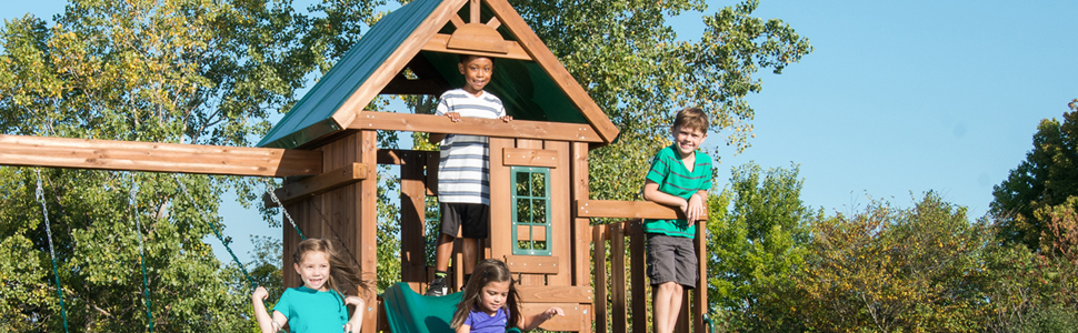 Willows Peak Deluxe, WS 8350, swing set for kids, swing set with slides, wooden swing set