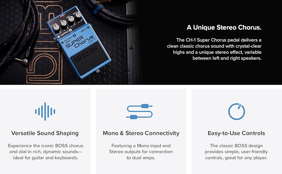 BOSS; Roland; Super; Chorus Compact; Pedal; Guitar; Keyboard; FX; Effects; Board; Sound; Quality