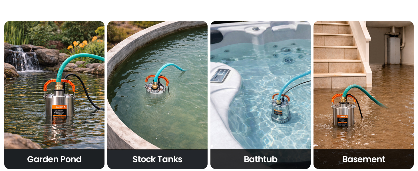 Cleartide Stainless Steel Submersible Utility Water Pump