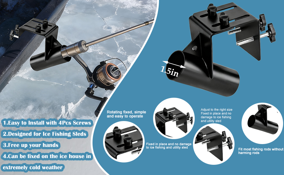 Adjustable Ice Fishing Sled Rod Holder